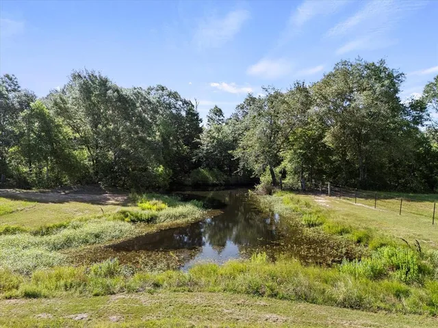 a view of a yard with swimming pool