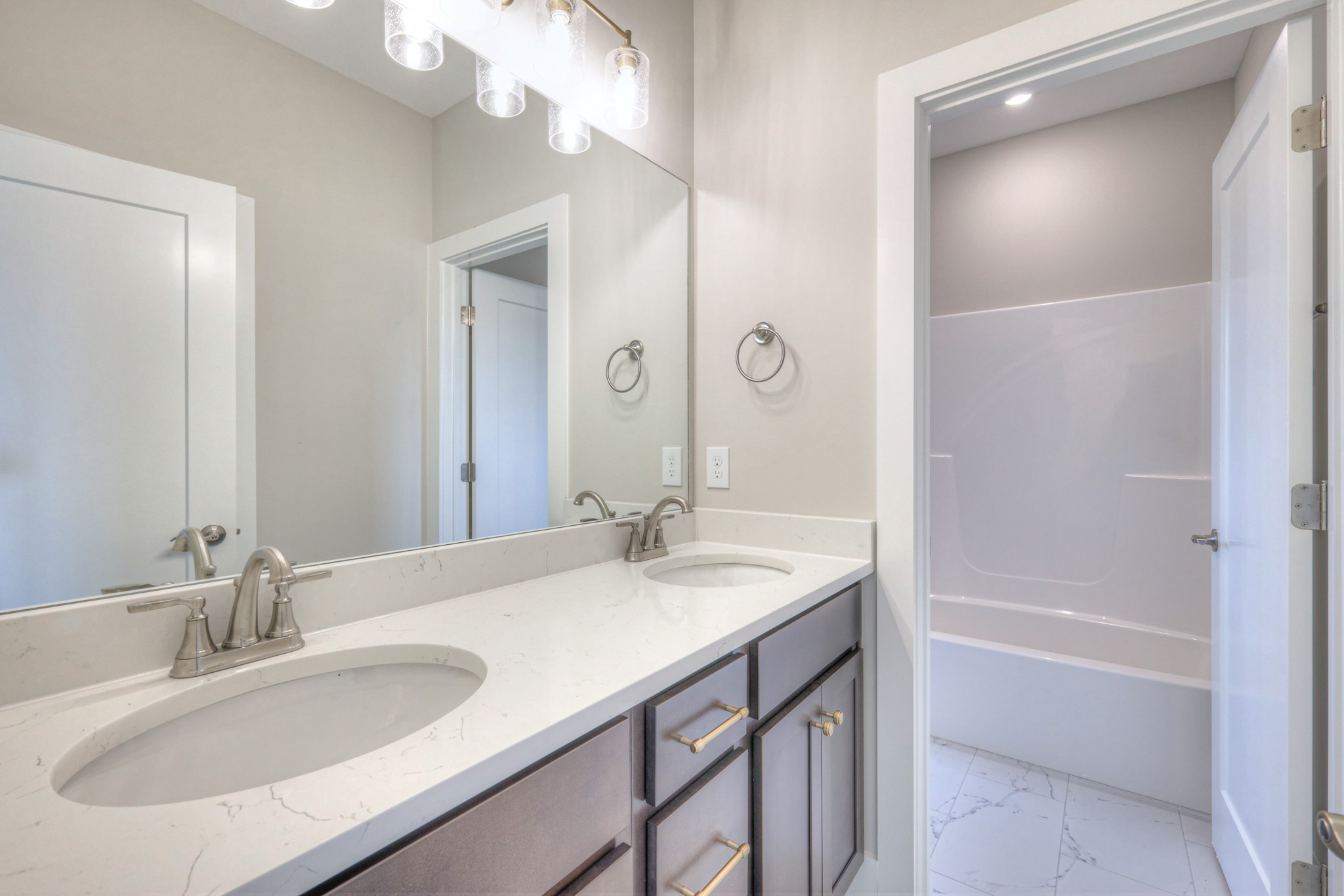 5536 Sinclair Street Murfreesboro, TN 37127 - Photo 24 of 46 a bathroom with a granite countertop sink and a mirror