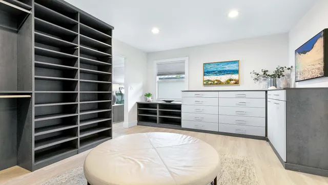 a view of an empty walk in closet