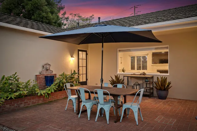 a view of an outdoor seating area
