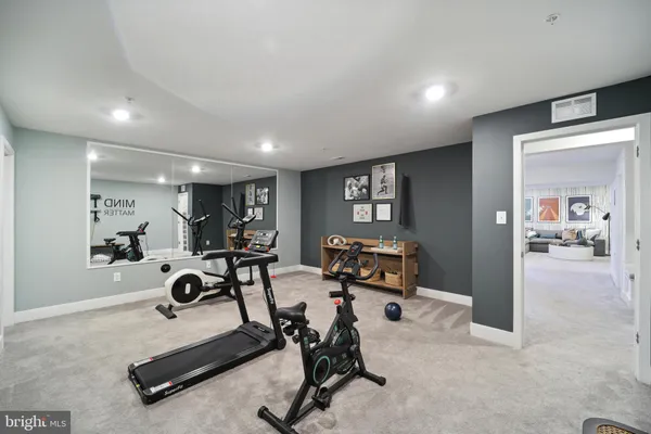 a view of a room with gym equipment
