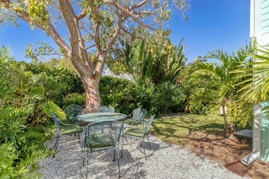 261 Lee Avenue Boca Grande, FL 33921 - Photo 39 of 48 a view of a backyard with table and chairs plants and large trees