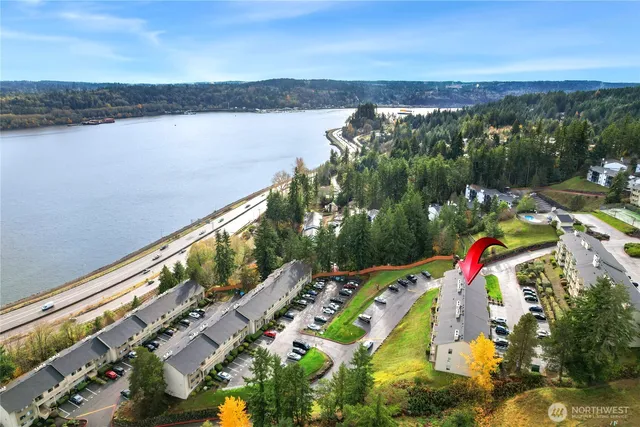 a view of lake from a balcony