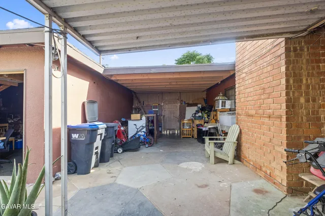a view of a garage with furniture