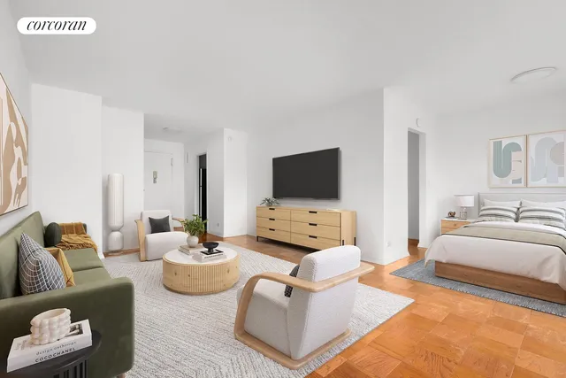 a living room with furniture and a flat screen tv