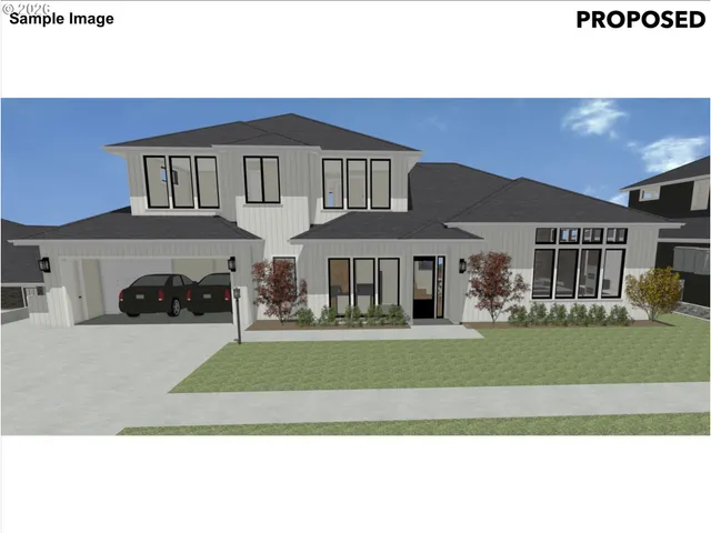 a view of a big house with a big yard and large trees