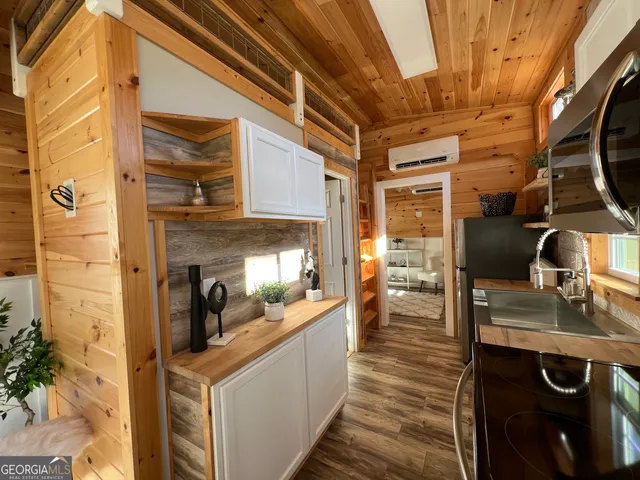 a view of a kitchen from the balcony