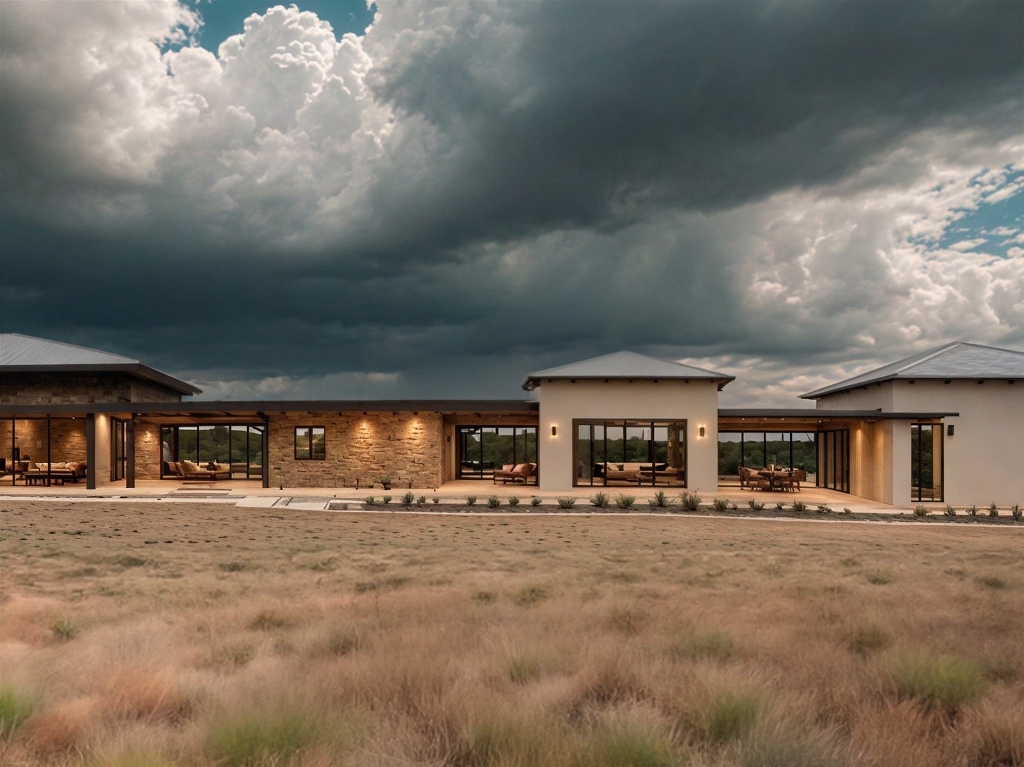 Lot 13 Byrd Ranch Road Johnson City, TX 78636 - Photo 8 of 19 View of front of property with a patio area, stone siding, and a gazebo