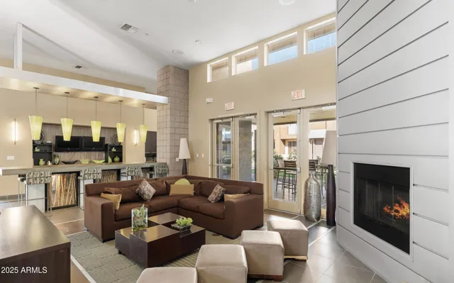 a front view of a building with street view