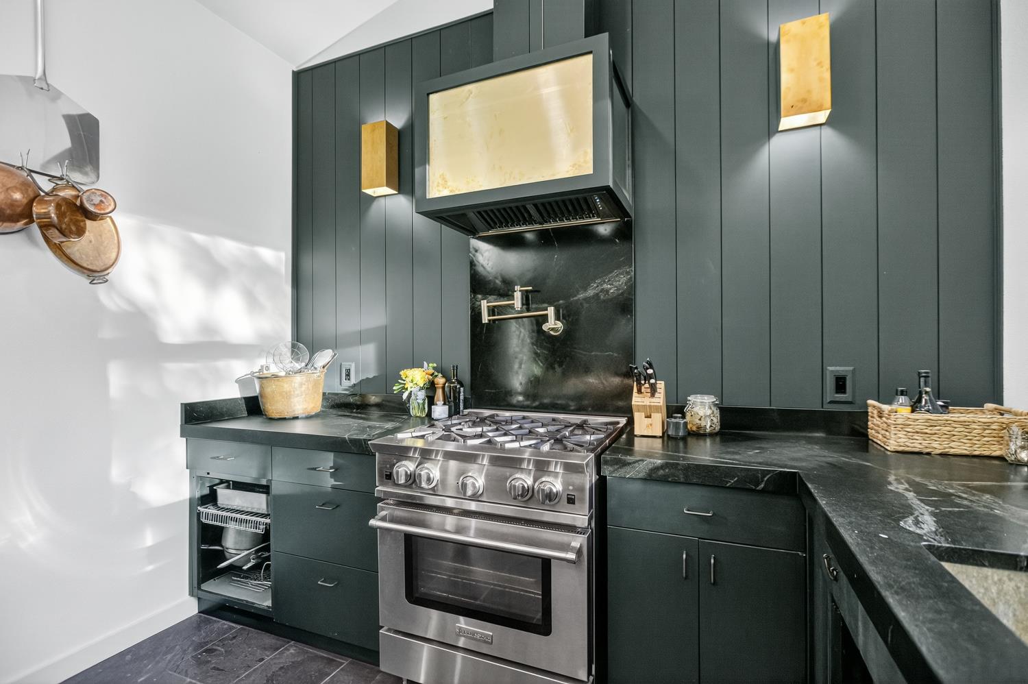 22080 Fiddletown Road Volcano, CA 95689 - Photo 25 of 94 a kitchen with stainless steel appliances granite countertop a sink stove and cabinets