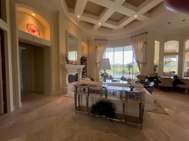 a room with lots of table and chairs