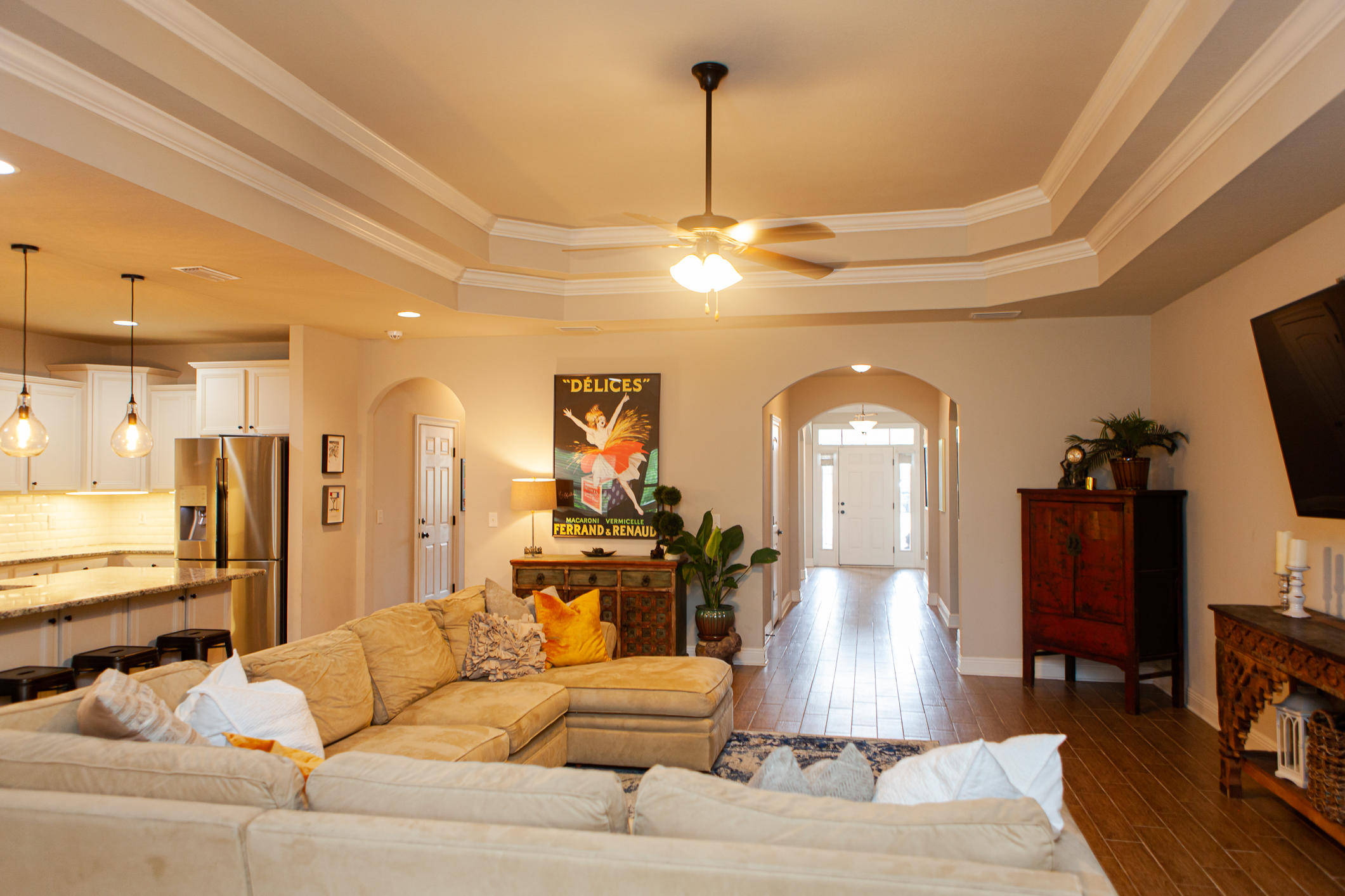 107 Maddox Street Santa Rosa Beach, FL 32459 - Photo 23 of 37 a living room with furniture and a chandelier