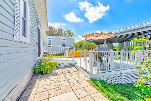 a view of a porch with a bench