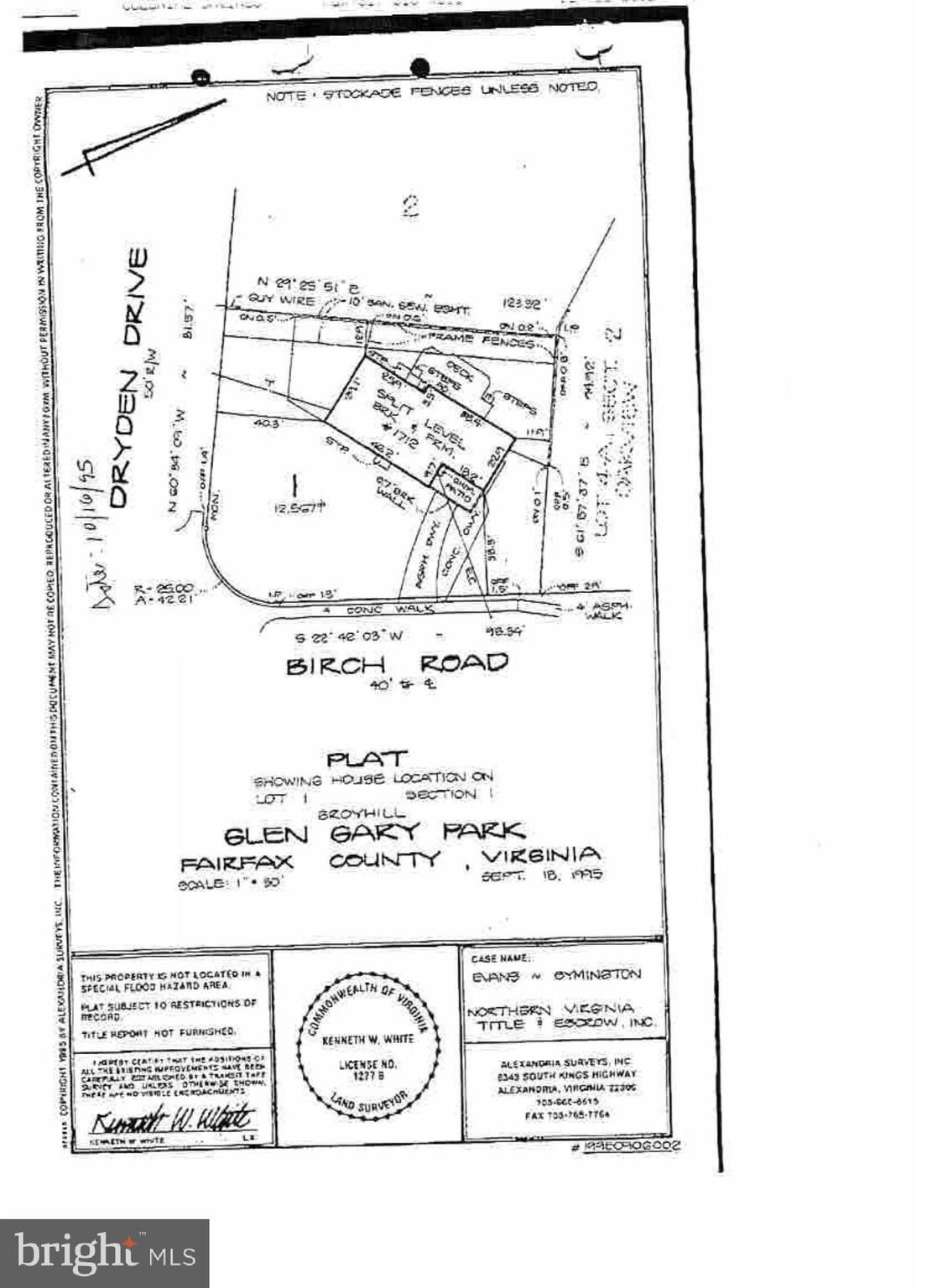 1712 Birch Road McLean, VA 22101 - Photo 2 of 2 Plat