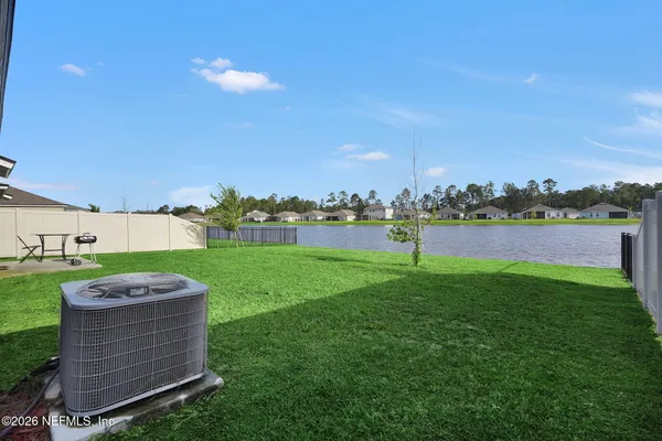 a view of a garden with an outdoor space