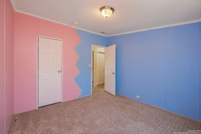 an empty room with closet