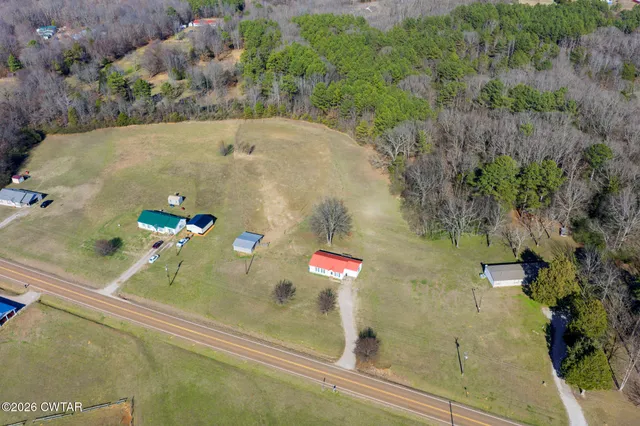 an aerial view of a residential houses