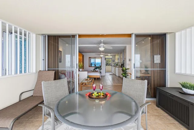 an outdoor space with patio