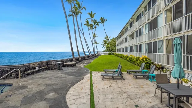 a view of a swimming pool and an ocean