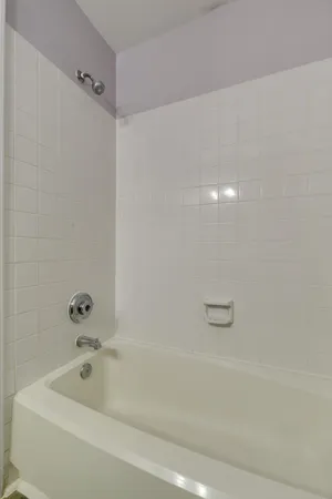 a bathroom with a bathtub