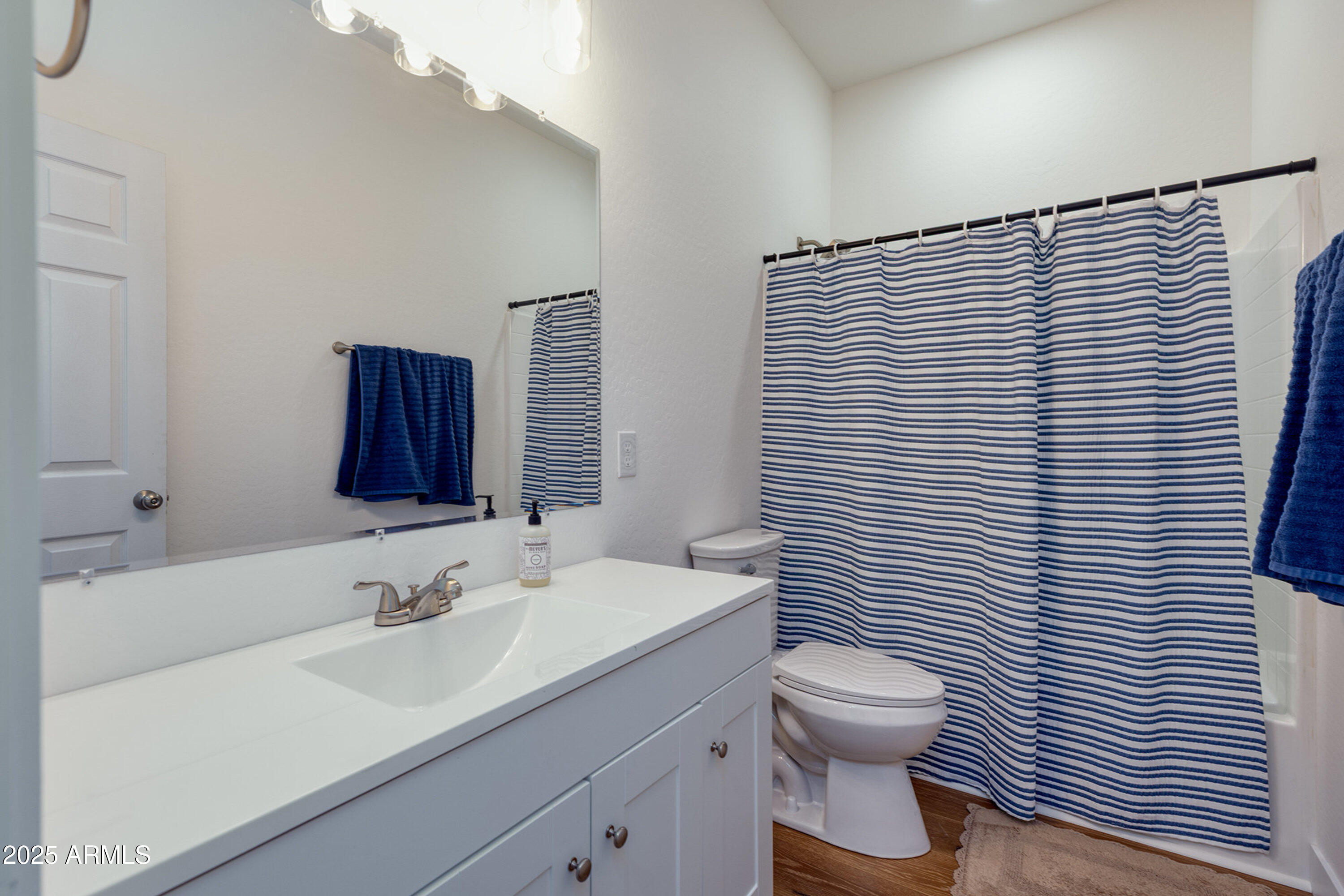 799 Cobble Lane Taylor, AZ 85939 - Photo 13 of 26 a bathroom with a toilet a sink and mirror