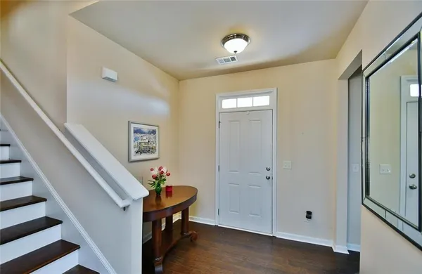 a living room with closet