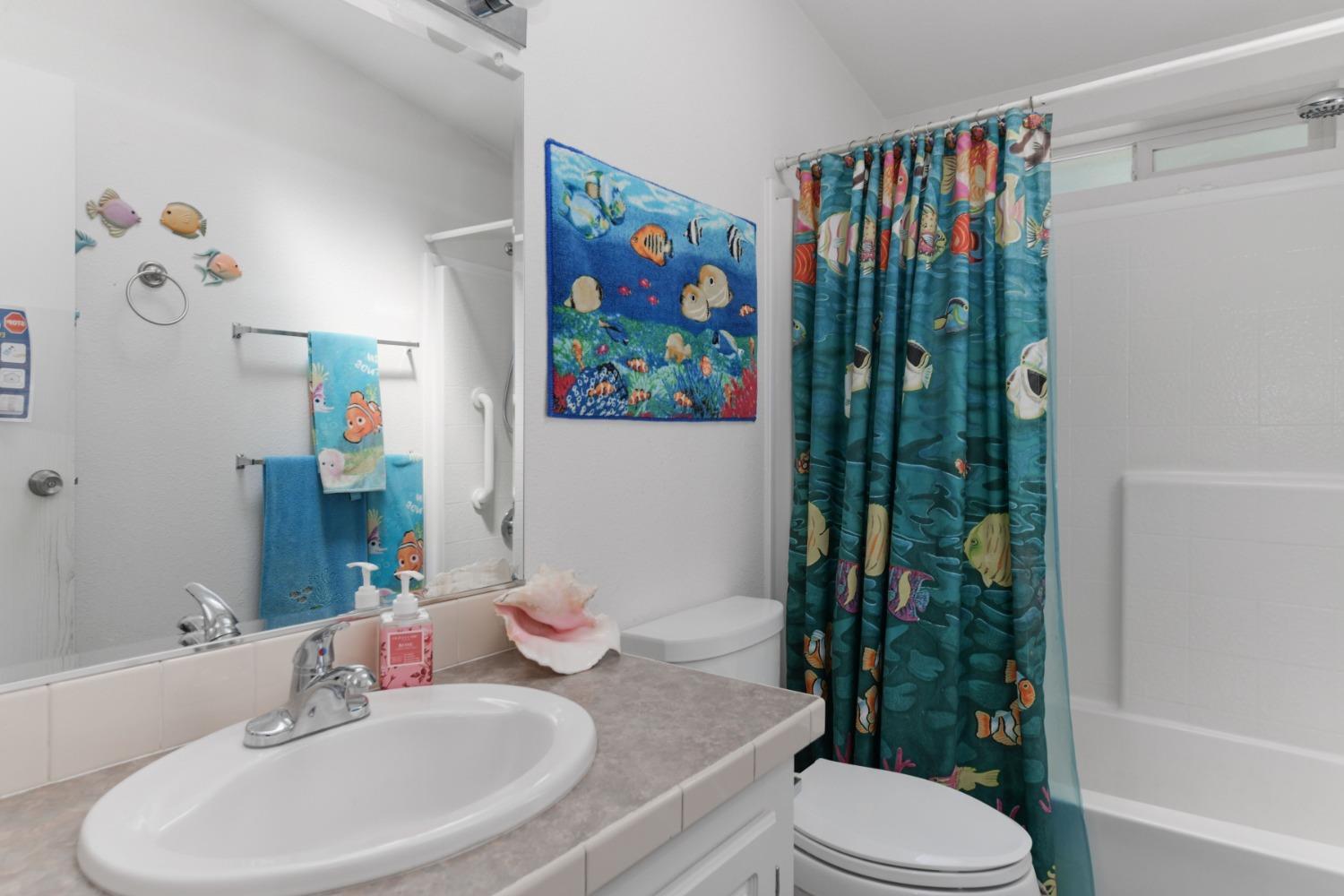 18301 Toyon Road Pine Grove, CA 95665 - Photo 11 of 15 a bathroom with a sink a toilet and a mirror