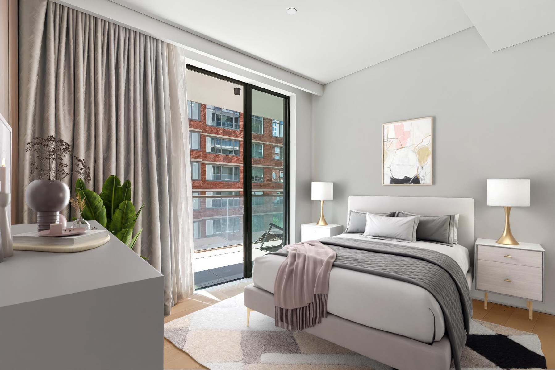 522 West 29th Street, Unit 5B Manhattan, NY 10001 - Photo 14 of 21 a bedroom with a large bed and a potted plant