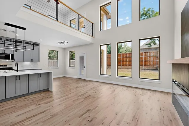 a view of kitchen and windows
