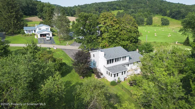 an aerial view of a house