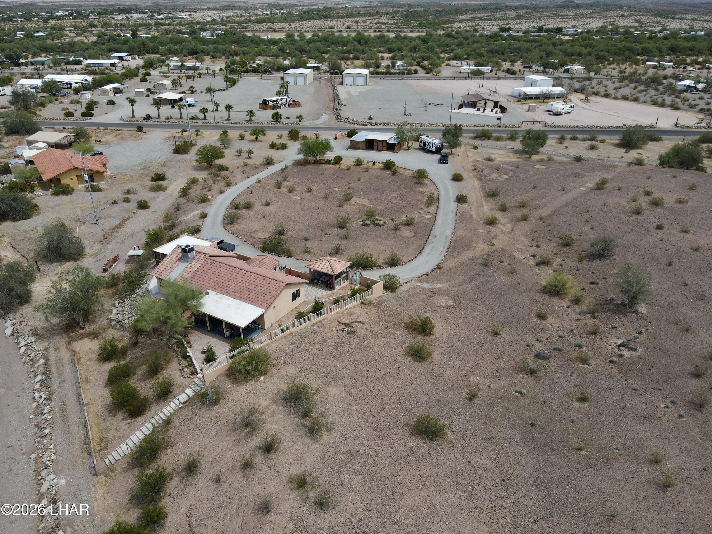 42832 La Posa Road Bouse, AZ 85325 - Photo 61 of 62 an aerial view of residential house with outdoor space