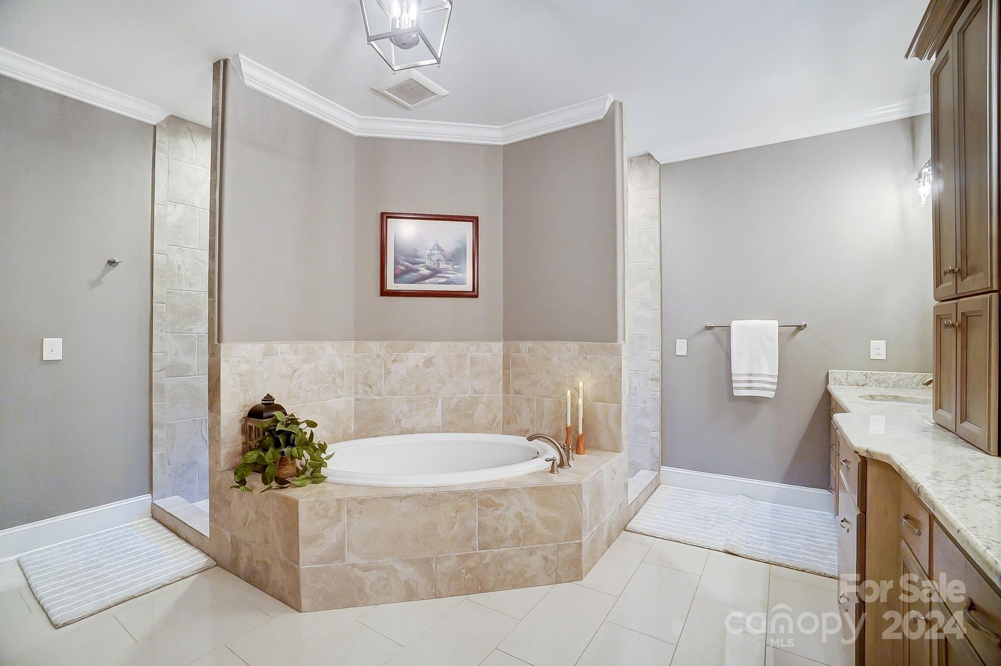 1123 Blacksnake Road Stanley, NC 28164 - Photo 27 of 48 a bathroom with a tub a sink and mirror