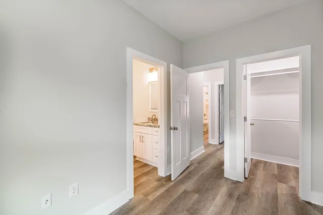 a view of an empty walk in closet