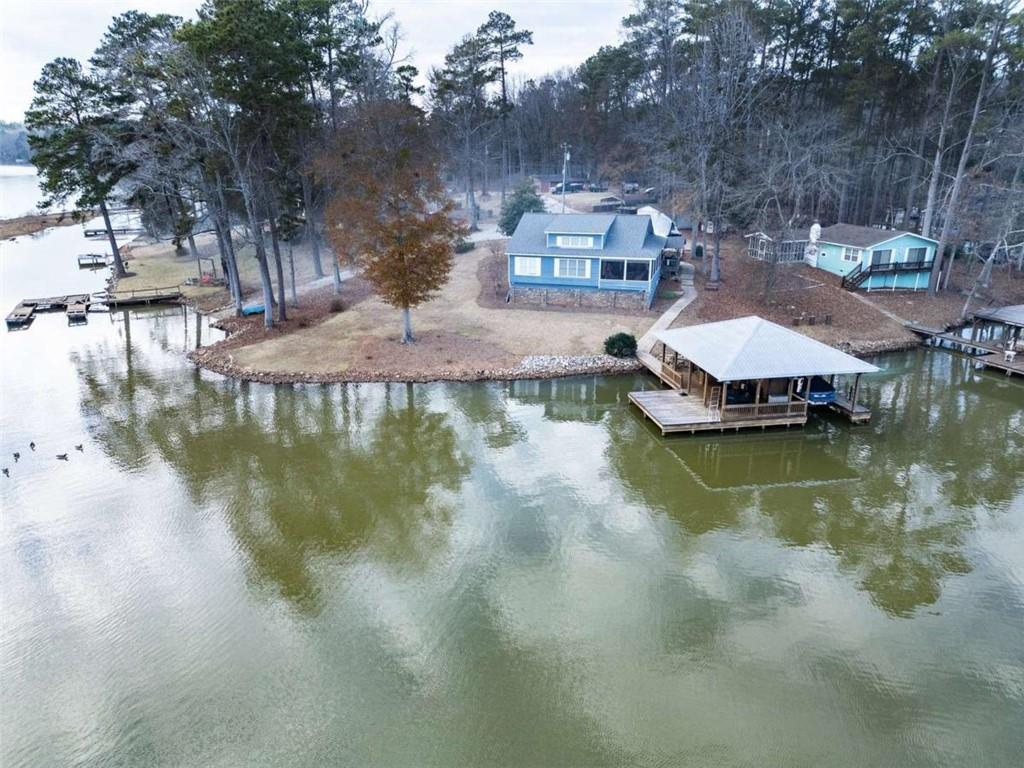 a view of a lake with houses