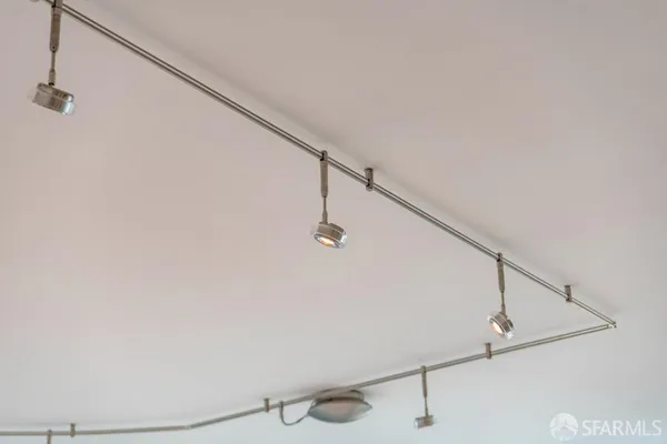 a view of small space with racks on the wall