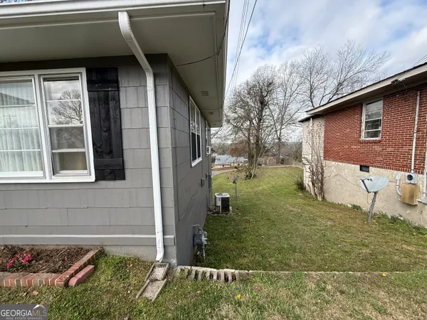 a view of a backyard that has a tree