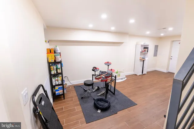 a view of a room with gym equipment