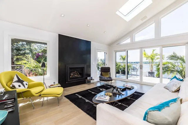 a potted plant sitting on a table and chair