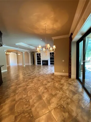 a living room with a fireplace