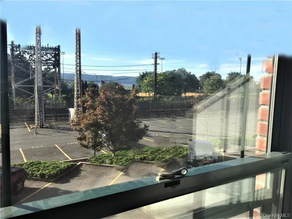 a view of a city from a bench