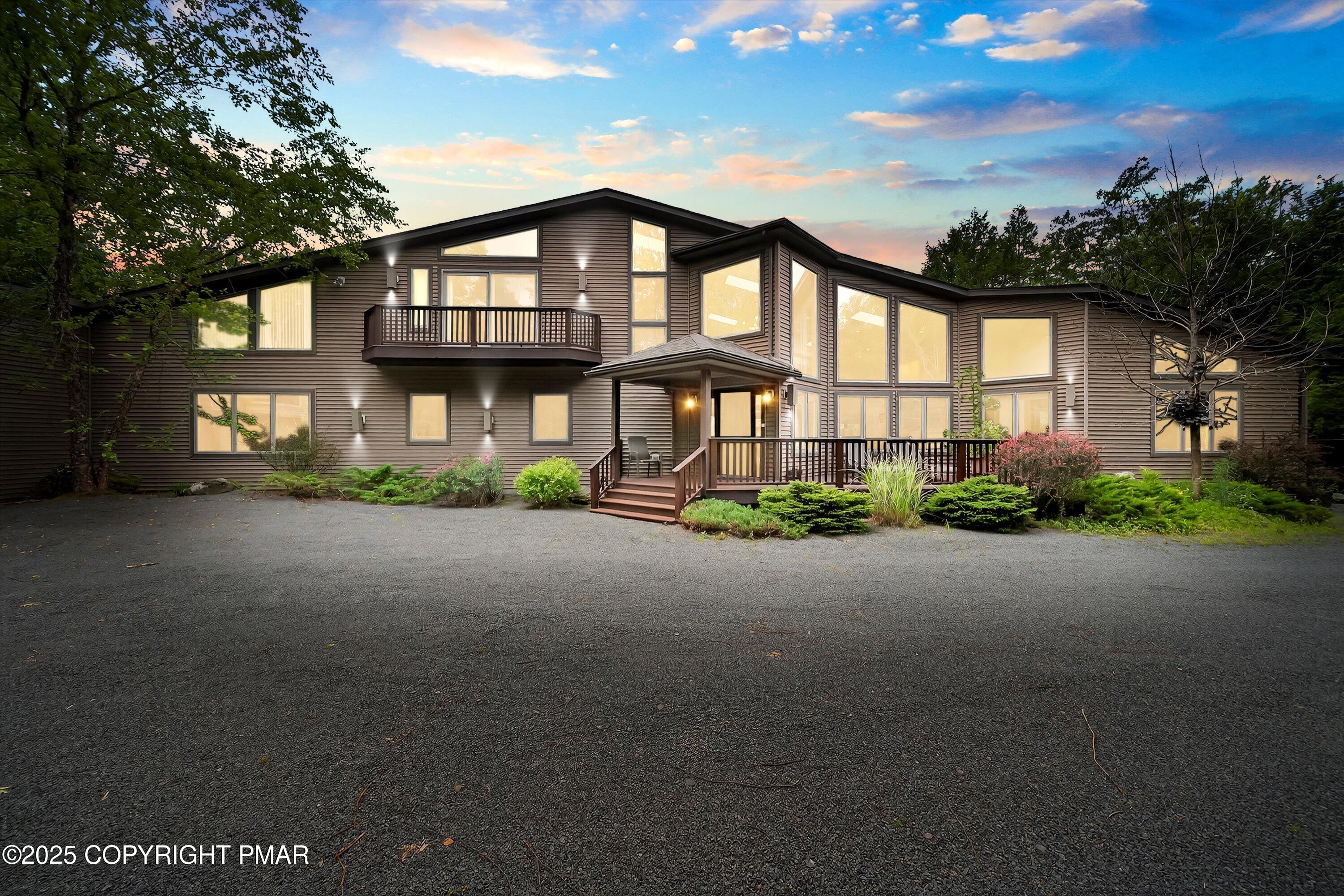 a view of a building with a street