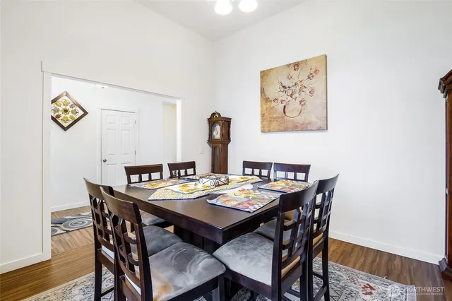 a view of a dining area with furniture