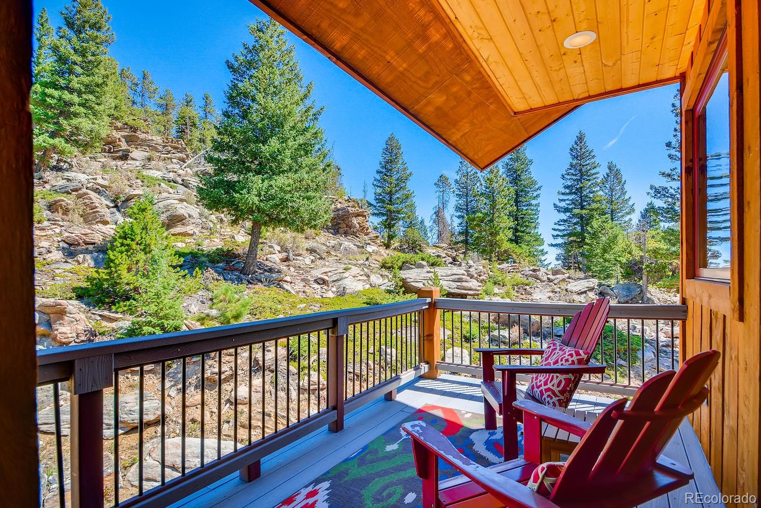 150 Outpost Lane Evergreen, CO 80439 - Photo 21 of 40 a view of a two chairs and table in the balcony