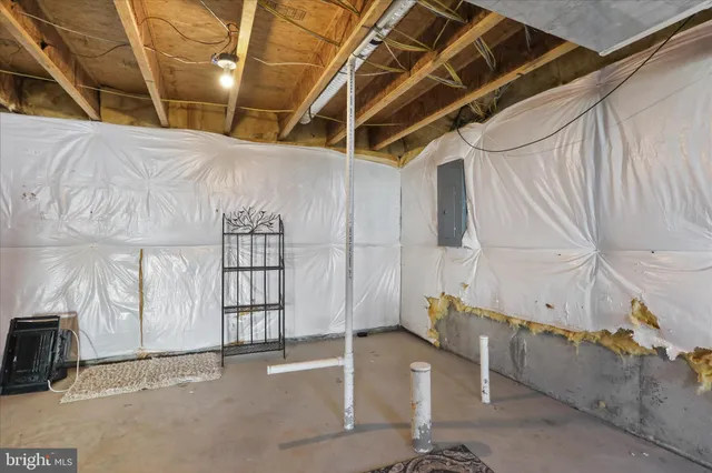 a view of a porch with seating space