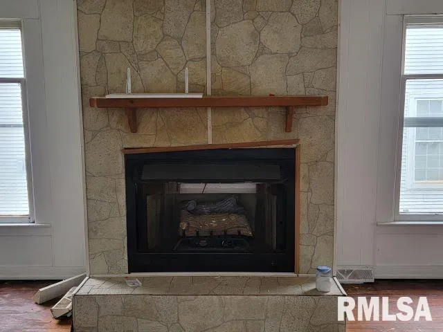 a room with fireplace