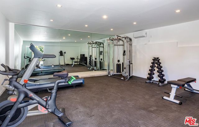 a view of a room with gym equipment