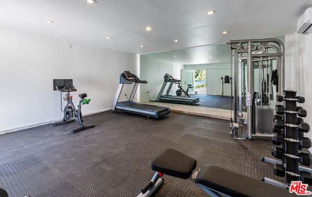 a view of a room with gym equipment