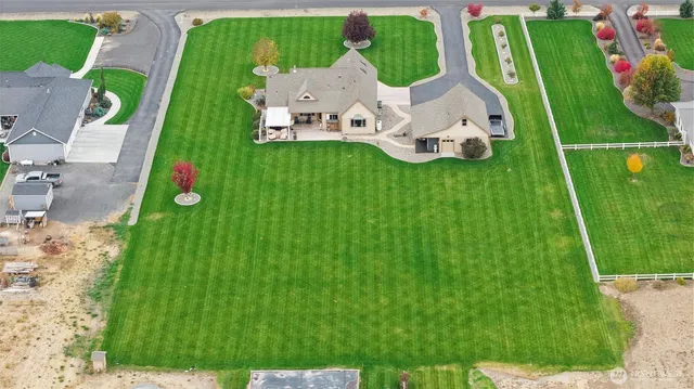 an aerial view of a house