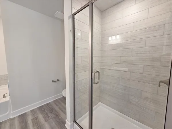 a bathroom with a bathtub