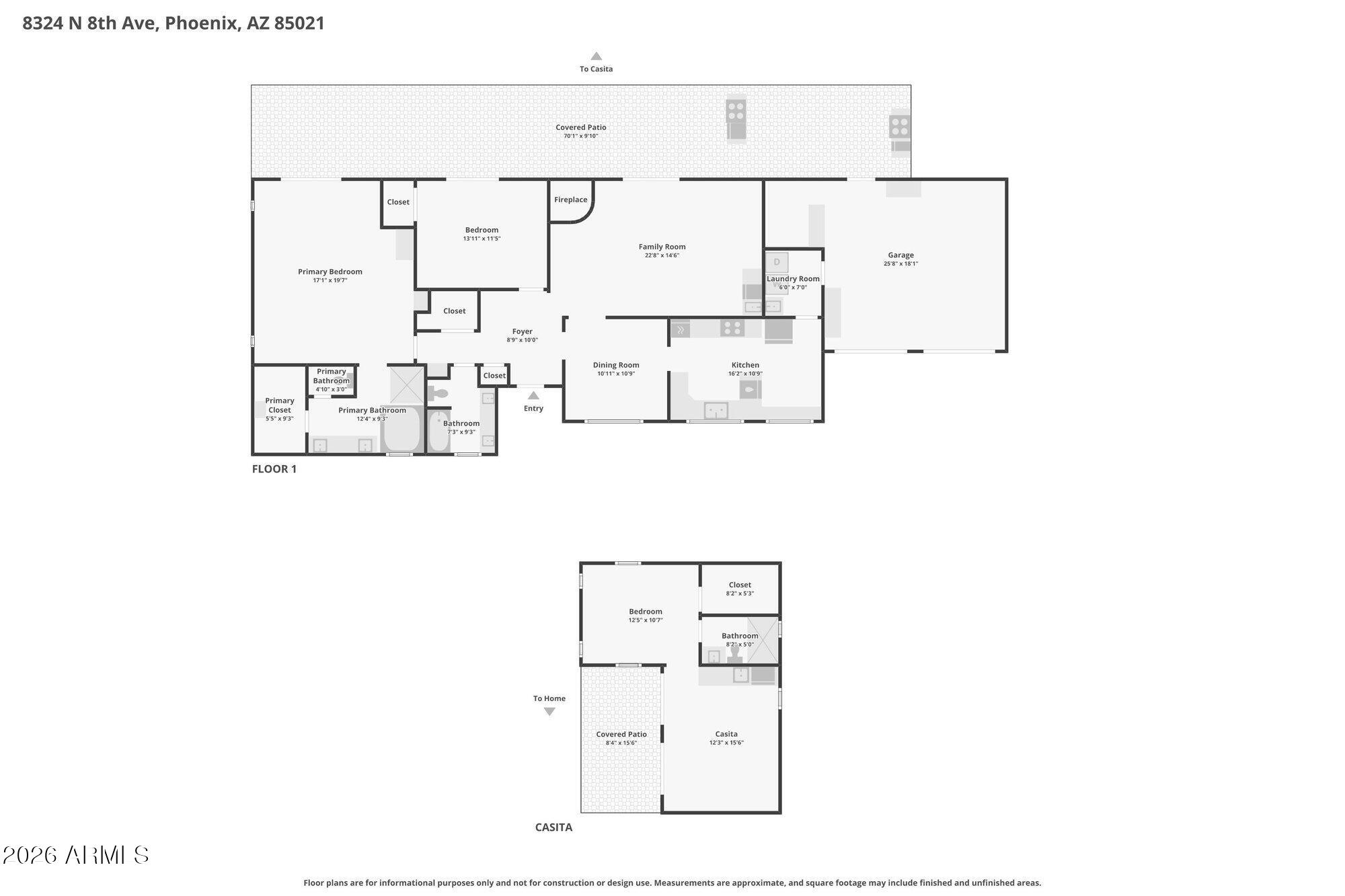 8324 North 8th Avenue Phoenix, AZ 85021 - Photo 36 of 39 a picture of a floor plan